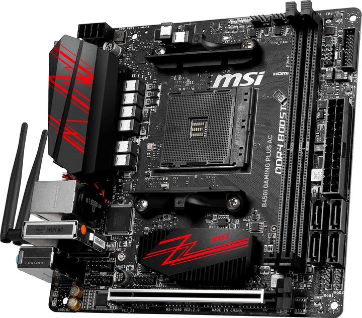 Actual product image MSI B450I Gaming Plus AC (AM4, AMD B450, Mini-ITX)