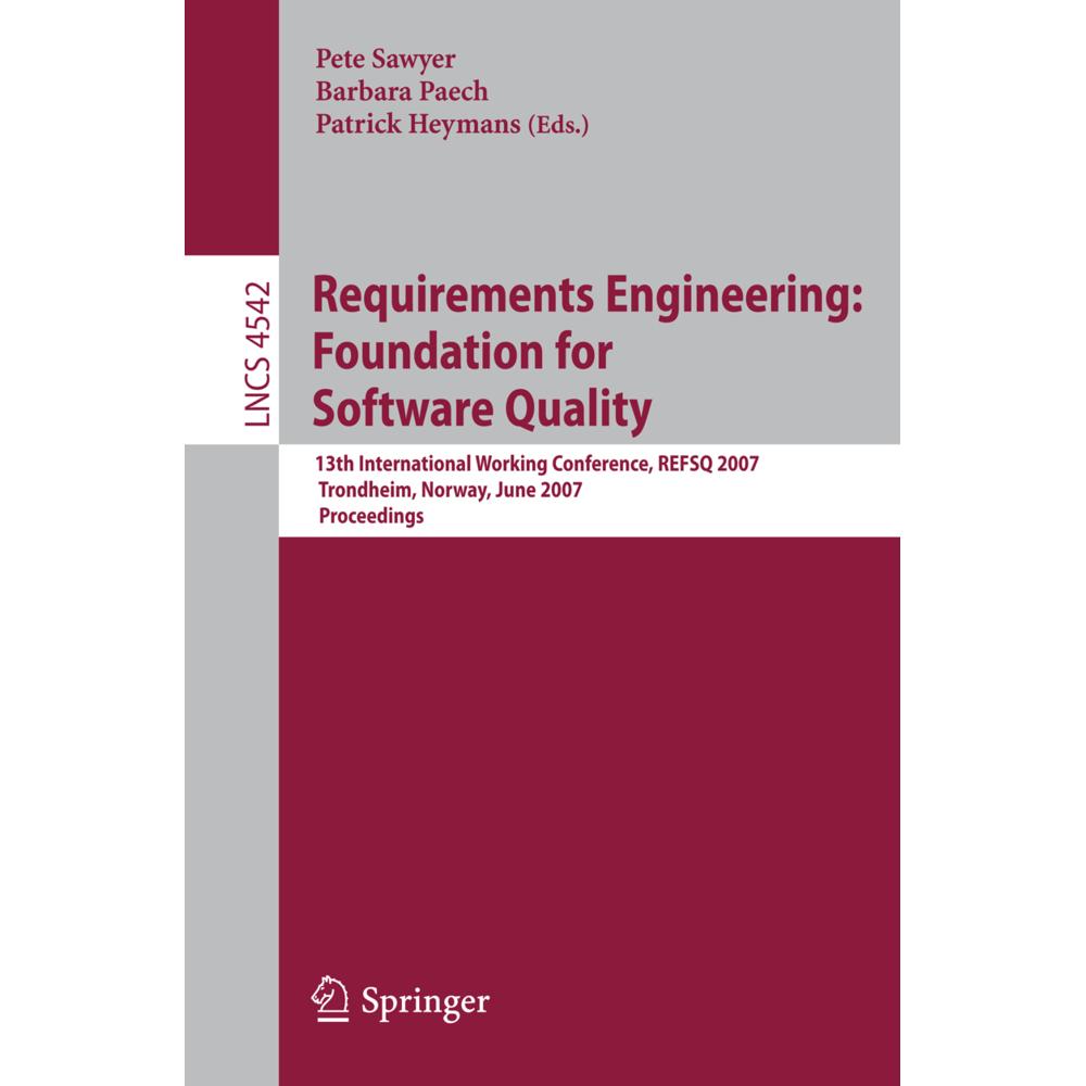 Requirements Engineering: Foundation for Software Quality, Fachbücher von Barbara Paech, Pete Sawyer, Patrick Heymans