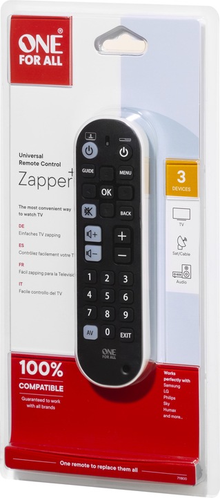Actual product image One for All URC 6820 Zapper + (Universal remote control, Infrared)
