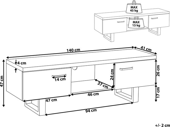 Produktbild Beliani Timber (140 x 41 x 47 cm)