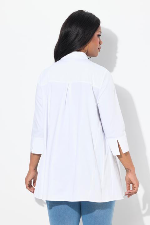 Actual product image Ulla Popken Swing Hem Button Front Stretch Cotton Blend Shirt (46, 48)