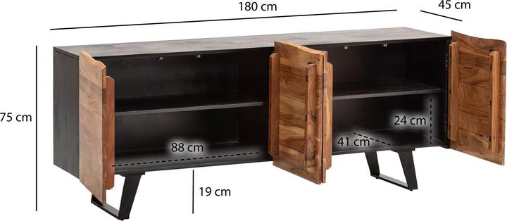 Actual product image FineBuy Sideboard Sideboard solid wood 180 cm chest of drawers Standing cabinet tree edge