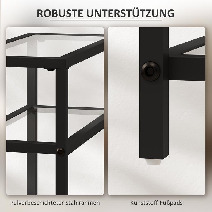 Image du produit Homcom Beistelltisch Stahl, Hartglas Schwarz
