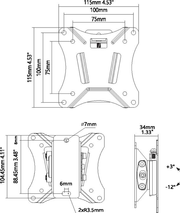 Produktbild Vision VFM-W1X1TV2 (Wand, 34", 25 kg)