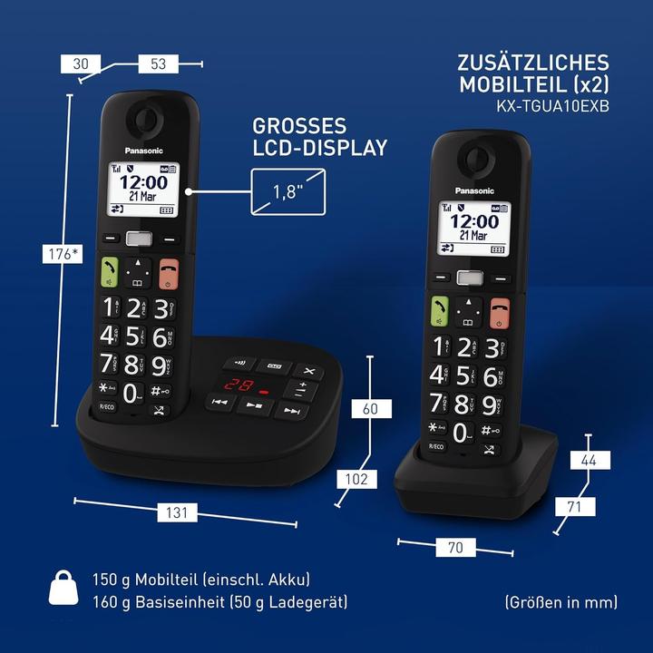 Produktbild Panasonic DECT KX-TGU133EXB Trio Zwart