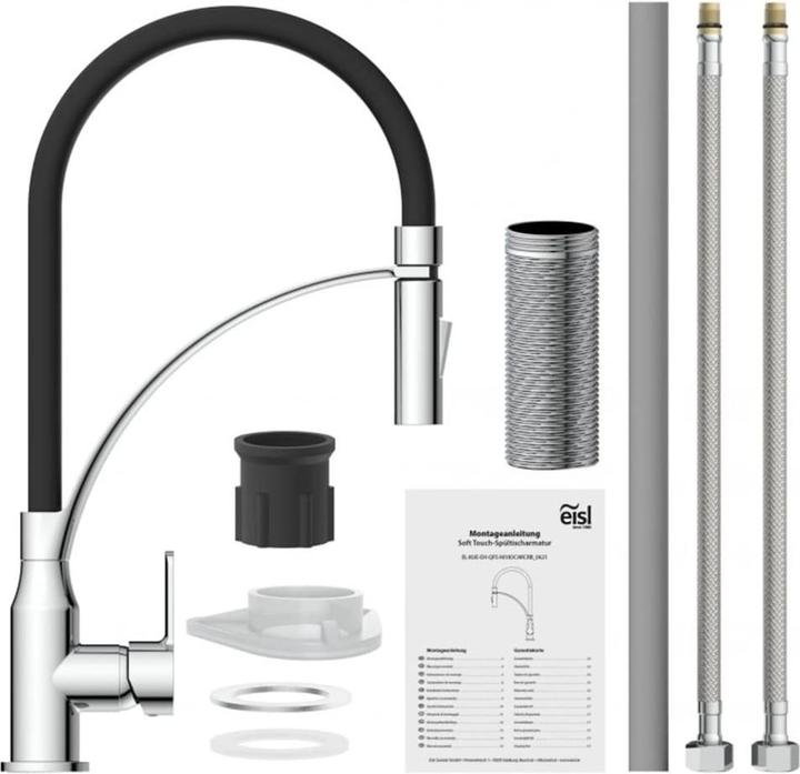Produktbild Eisl Wasserhahn Küche CARNEO Spültischarmatur Chrom Schwarz Brause Ausziehbar Schwenkbar NI183CARCRB