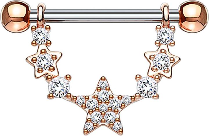 Immagine prodotto Star Piercing Barbell rosegold Stern halbbogen mit Kristall (senza ottone, Acciaio chirurgico 316L)