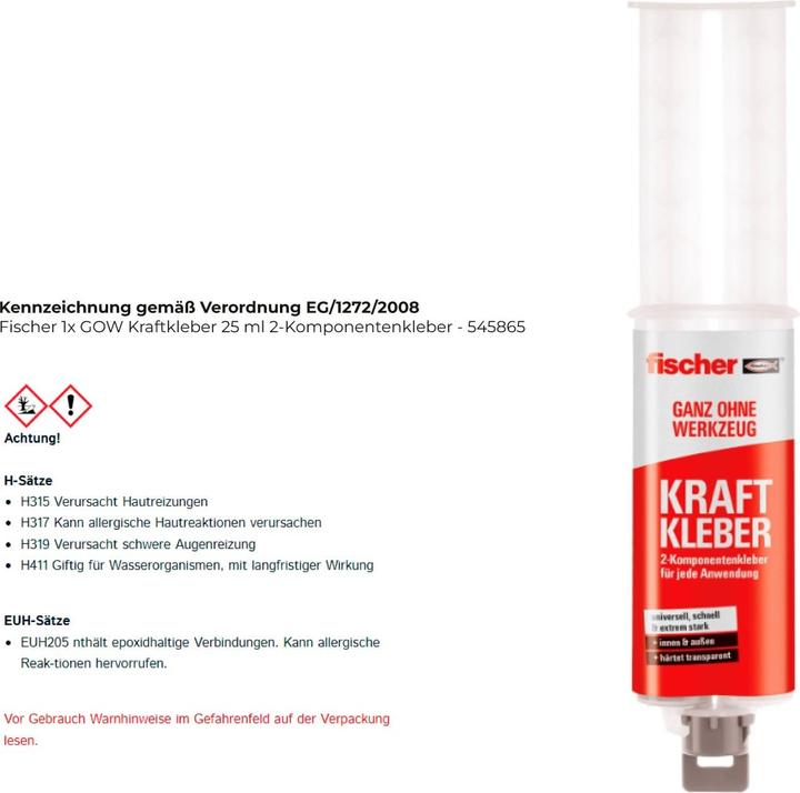 Immagine prodotto Fischer 545865 Gel adesivo Adesivo epossidico (80 g, 25 ml)