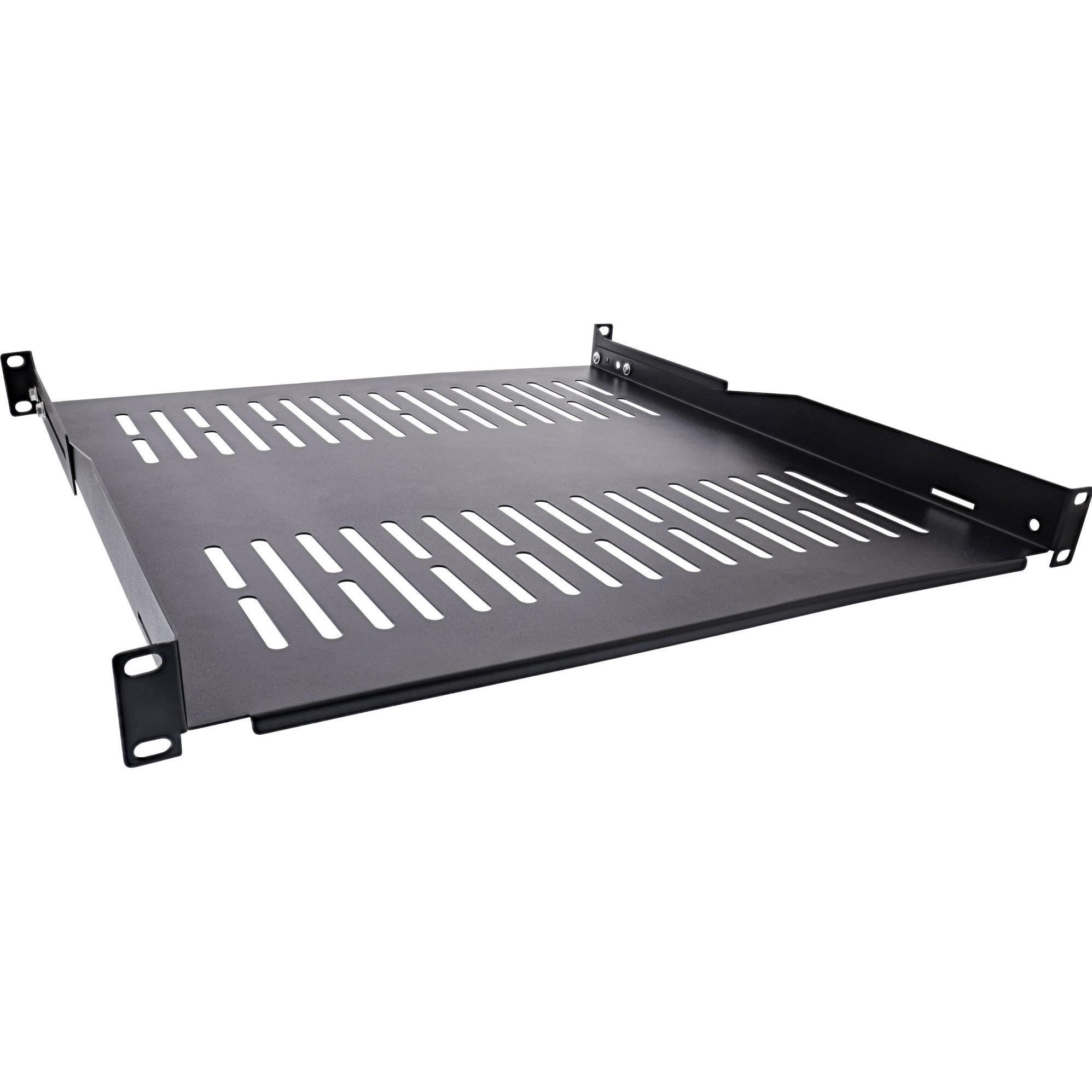 InLine 19" Fachboden, 450mm, 50kg, 1HE, RAL 9005 schwarz, Serverschrank Zubehör, Schwarz
