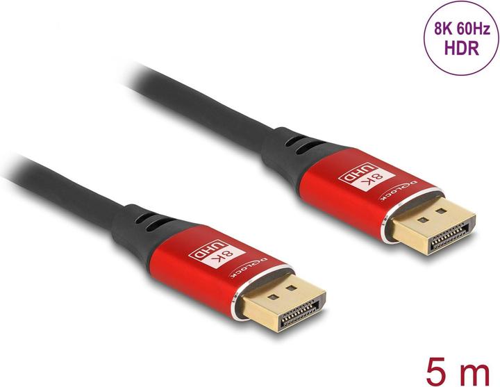 Produktbild Delock DisplayPort Kabel 8K 60 Hz 5 m rot Metall (5 m)