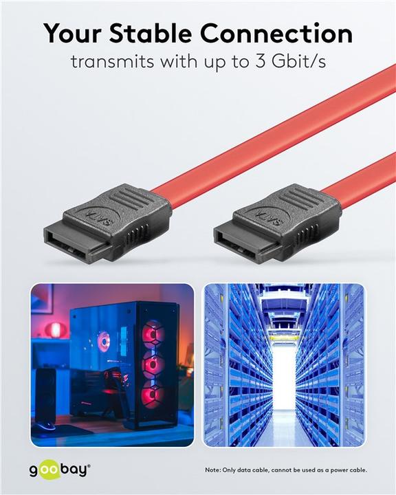 Produktbild Goobay HDD S-ATA Kabel 1,5 GBits / 3 GBits, Rot, 0.5 m (50 cm, SATA)