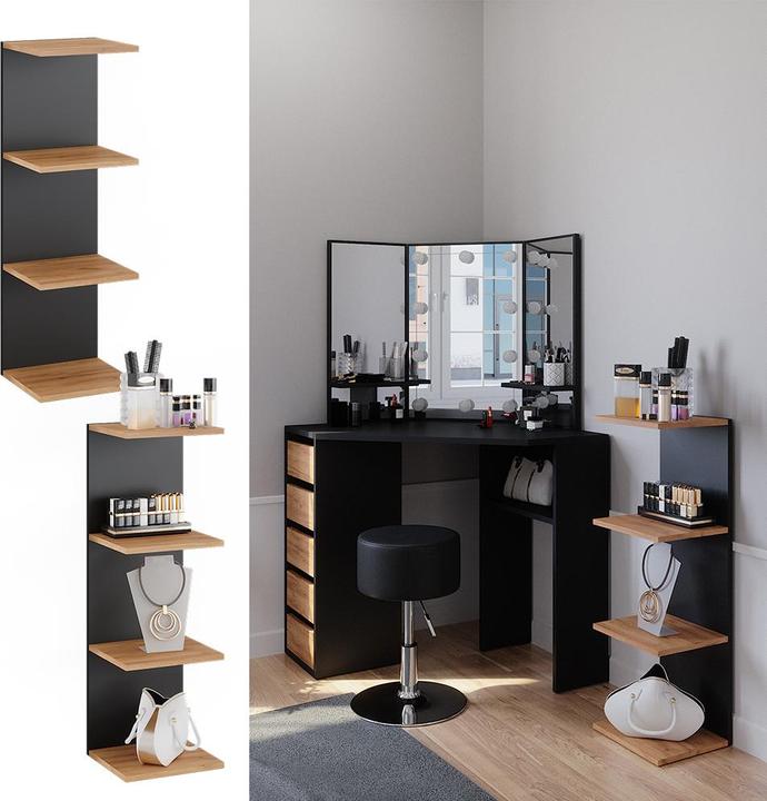 Immagine prodotto Vicco Mensola a muro Paolo, Antracite/oro power oak, 30 x 95 cm