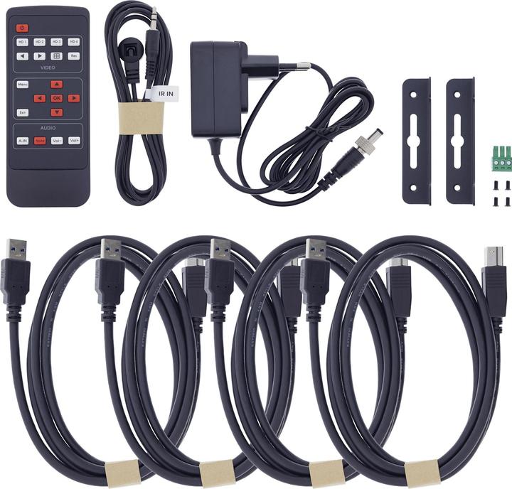 Produktbild InLine ® KVM Switch, 4-fach, HDMI, 4K60Hz, Multiviewer, USB Hub, schwarz