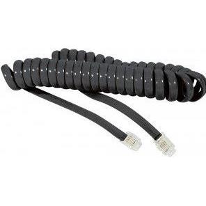 Exertis Connect Hörerspiralkabel kurz, schwarz, Länge ausgezogen ca. 2,0 m, Telefon Zubehör