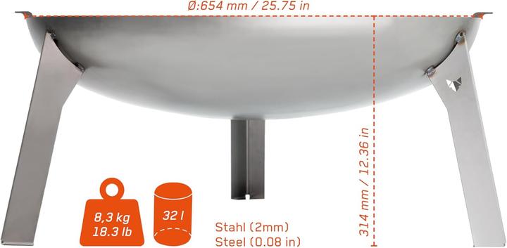 Immagine prodotto Fennek Grill Feuerschale 3 Pod, 65 cm (65 cm)