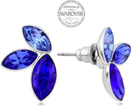 Actual product image Levien Earrings with threeue Navette crystals (L)