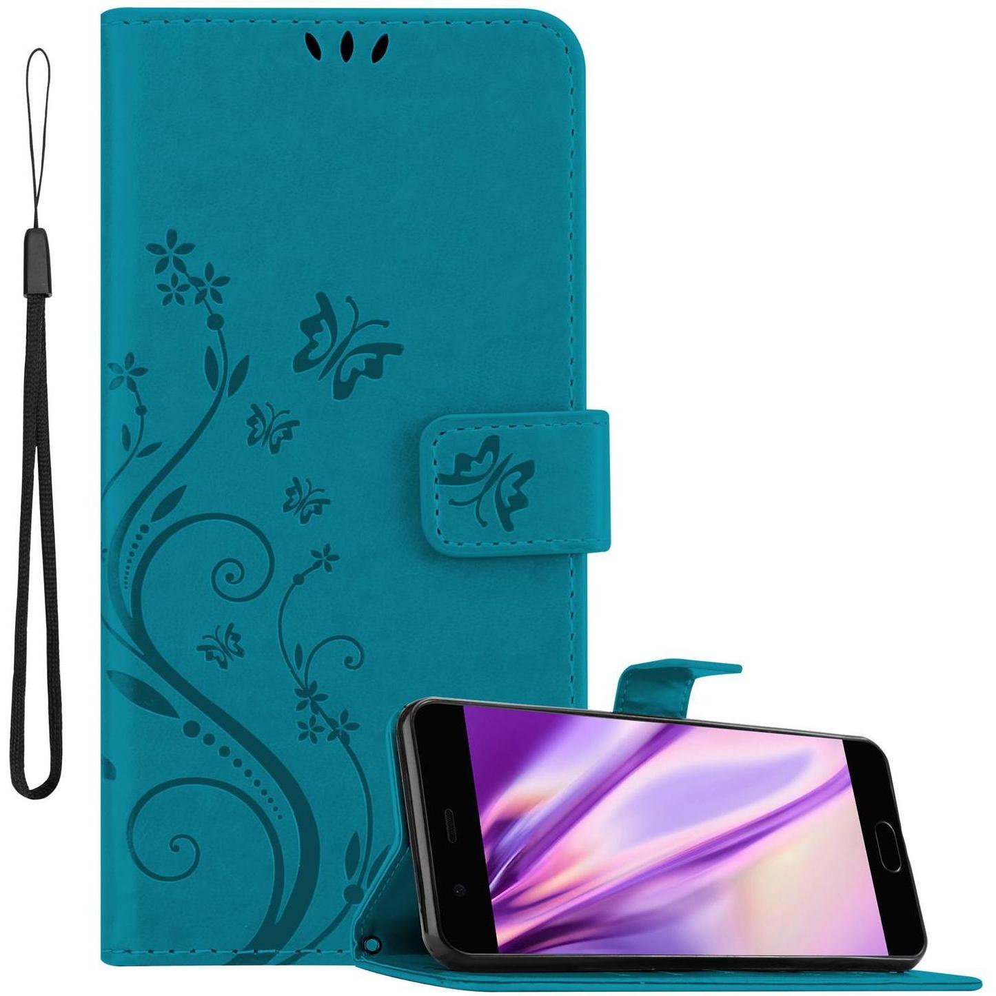 Cadorabo Flower Book Cover (Huawei P10), Smartphone Hülle, Blau