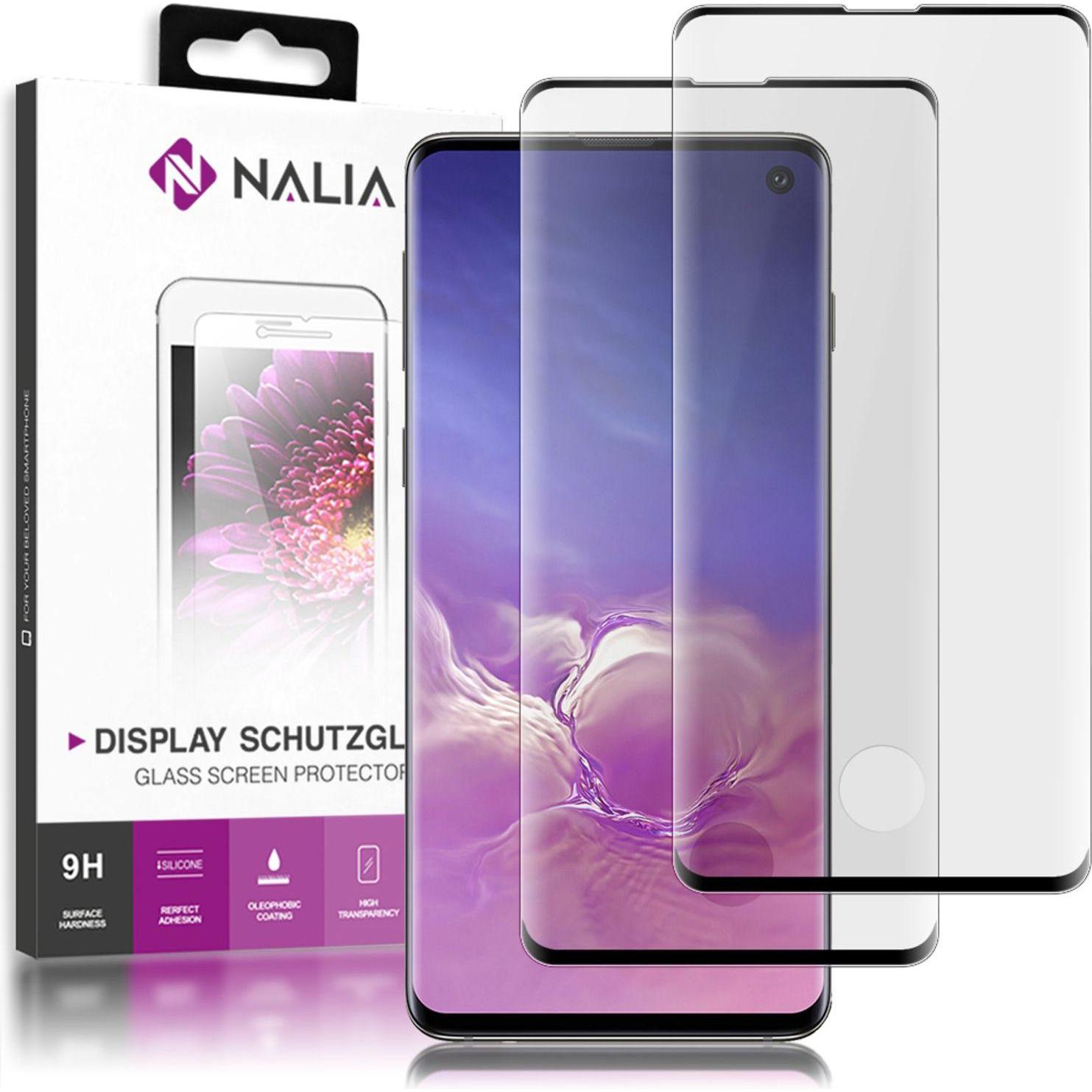 Nalia (2-Pack) Schutzglas (1 Stück, Samsung Galaxy S10+), Smartphone Schutzfolie, Schwarz