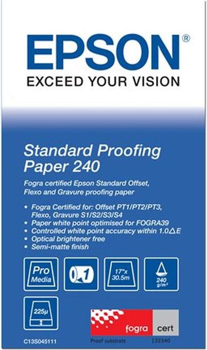 Productafbeelding Epson S045111 Standaard proofing papier inkjet 240g/m2 432mm x 30,5m 1 rol 1-pack (240 g/m², 3050 cm, 43.20 cm)