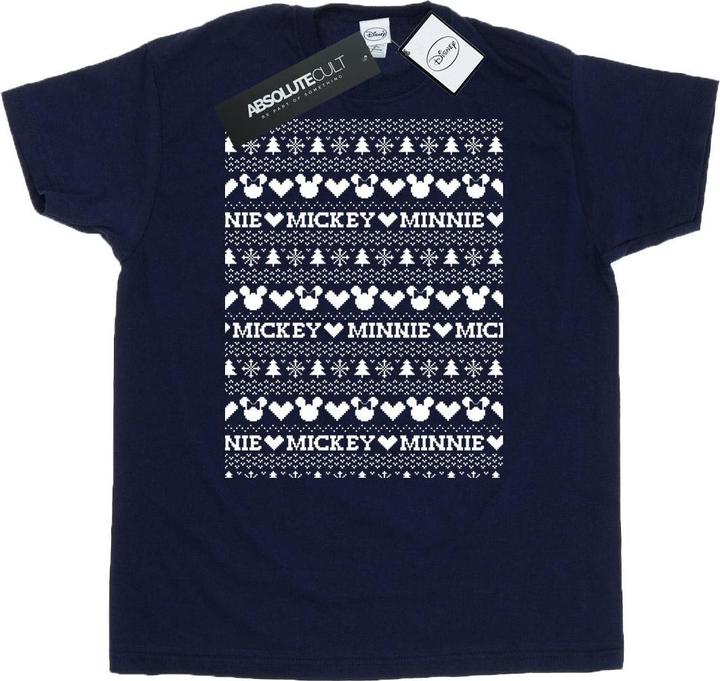 Actual product image Disney Mens Mickey And Minnie Christmas Fair Isle T-Shirt (3XL)