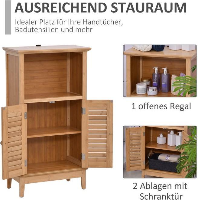 Image du produit Swisshandel24 Armoire de salle de bain, ouverte, bambou, naturel, 50 x 25,5 x 92 cm (50 x 25.5 x 92 cm)