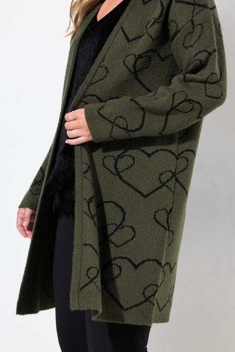 Actual product image Miamoda Heart Design Open Front Long Sleeve Sweater Cardigan (50, 52)