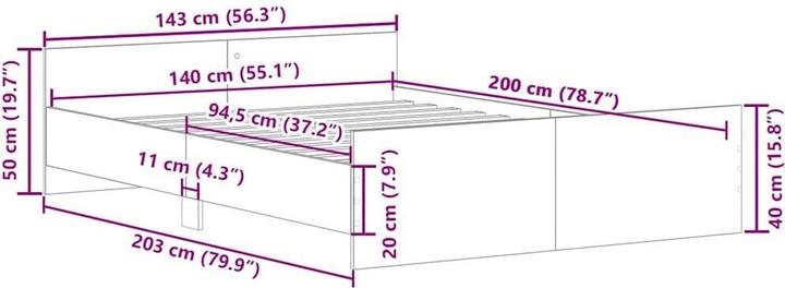 Produktbild vidaXL Bettgestell (140 x 200 cm)