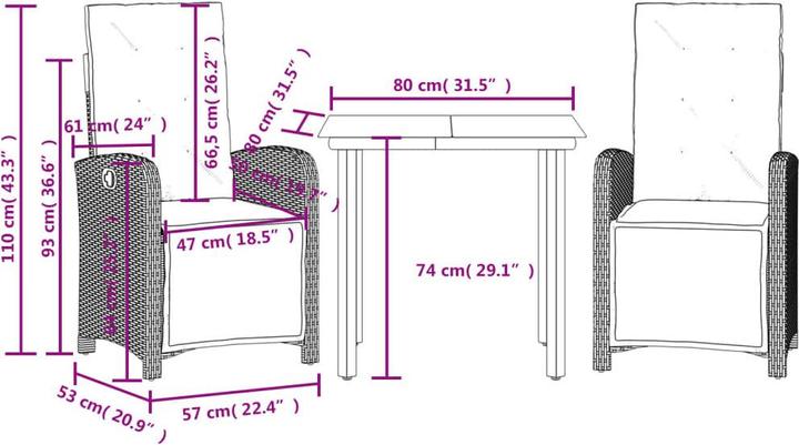 Produktbild vidaXL Bistro Set (80 x 80 x 74 cm)
