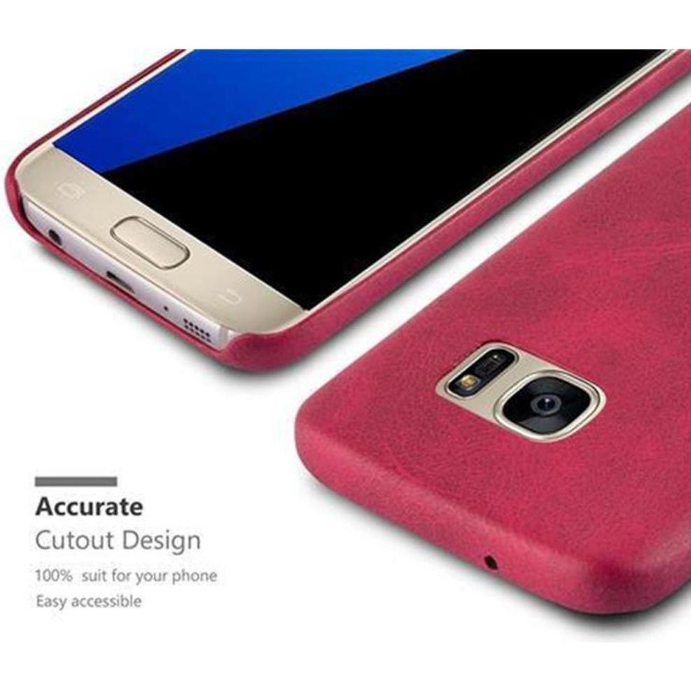 Thumbnail - Cadorabo Hard Cover Kunstleder mit Struktur (Samsung Galaxy S7), Smartphone Hülle, Rot