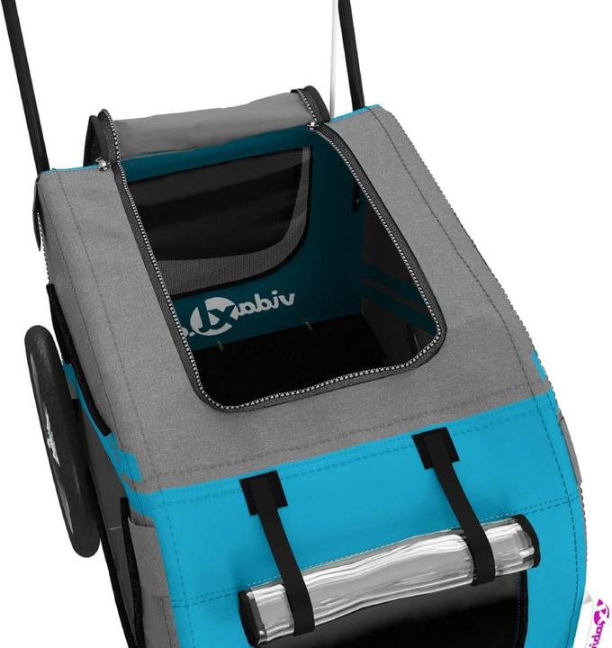 Actual product image vidaXL Fahrradanhänger Hunde Blau und Grau Oxford-Gewebe und