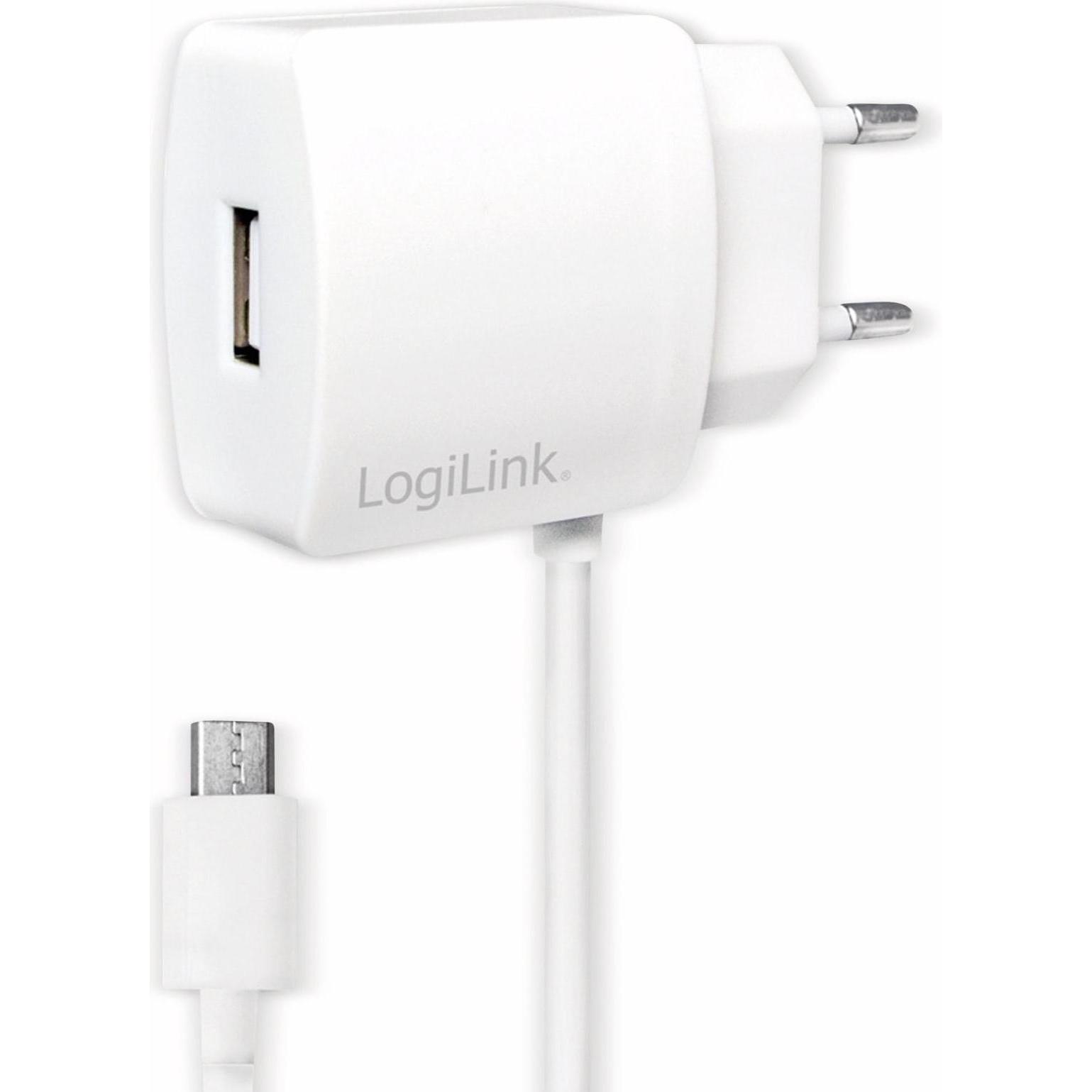 LogiLink USB Steckdosenadapter (10 W), USB Ladegerät, Weiss