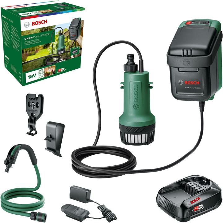 Bosch Home & Garden GardenPump 18V-2000 (Pompe à baril de pluie, Pompe de jardin)