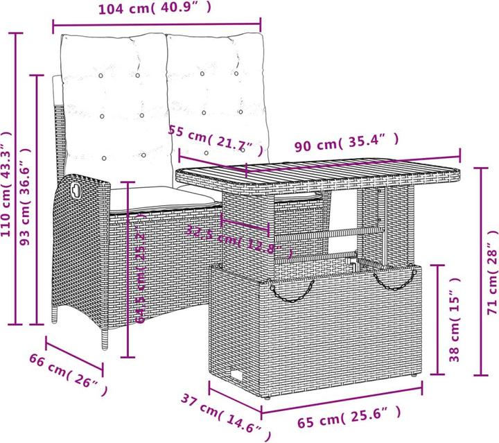 Produktbild vidaXL Garten Essgruppe (90 x 55 x 71 cm)
