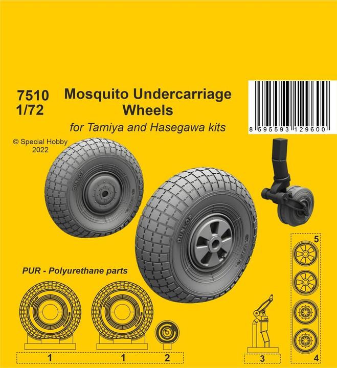 Image du produit CMK Mosquito Undercarriage Wheels / pour kits Tamiya et Hasegawa 1/72