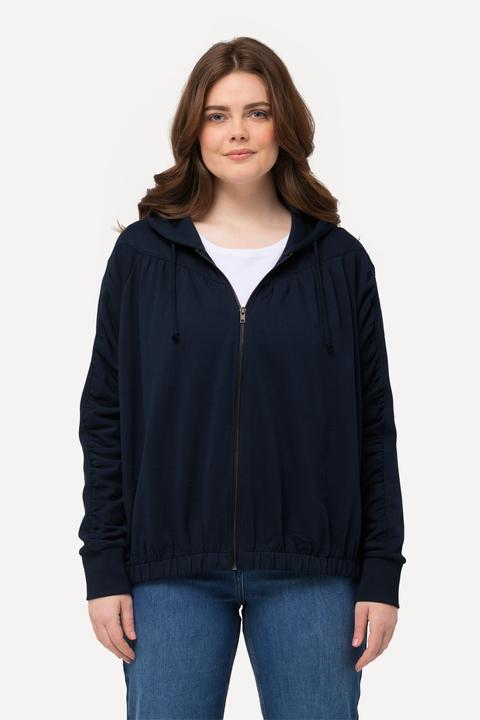 Produktbild Ulla Popken Hoodie-Jacke, gekräuselte Quernaht, Kapuze (46, 48)