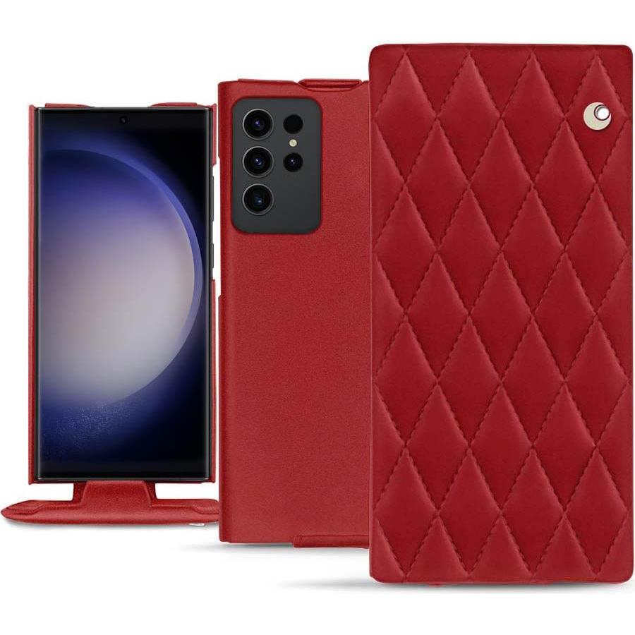 Noreve Lederschutzhülle vertikal (Samsung Galaxy S23 Ultra), Smartphone Hülle, Rot
