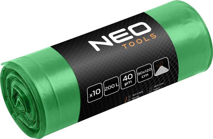 Neo Abfallsäcke 200 L, grün mit Band, 40 mic, 10 Stück. (10x, 200 l)