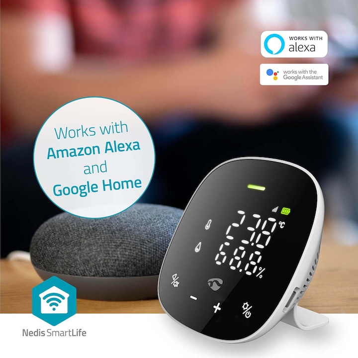 Actual product image Nedis SmartLife Luftqualitätsmonitor Wi-Fi | inkl. Display | Kohlendioxid (CO2) / Luftfeuchtigkeit /