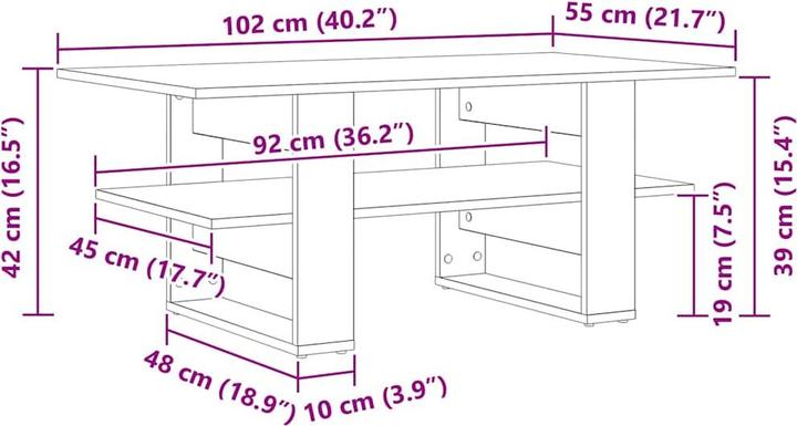 Actual product image VidaXL Coffee table (102 x 55 x 42 cm)