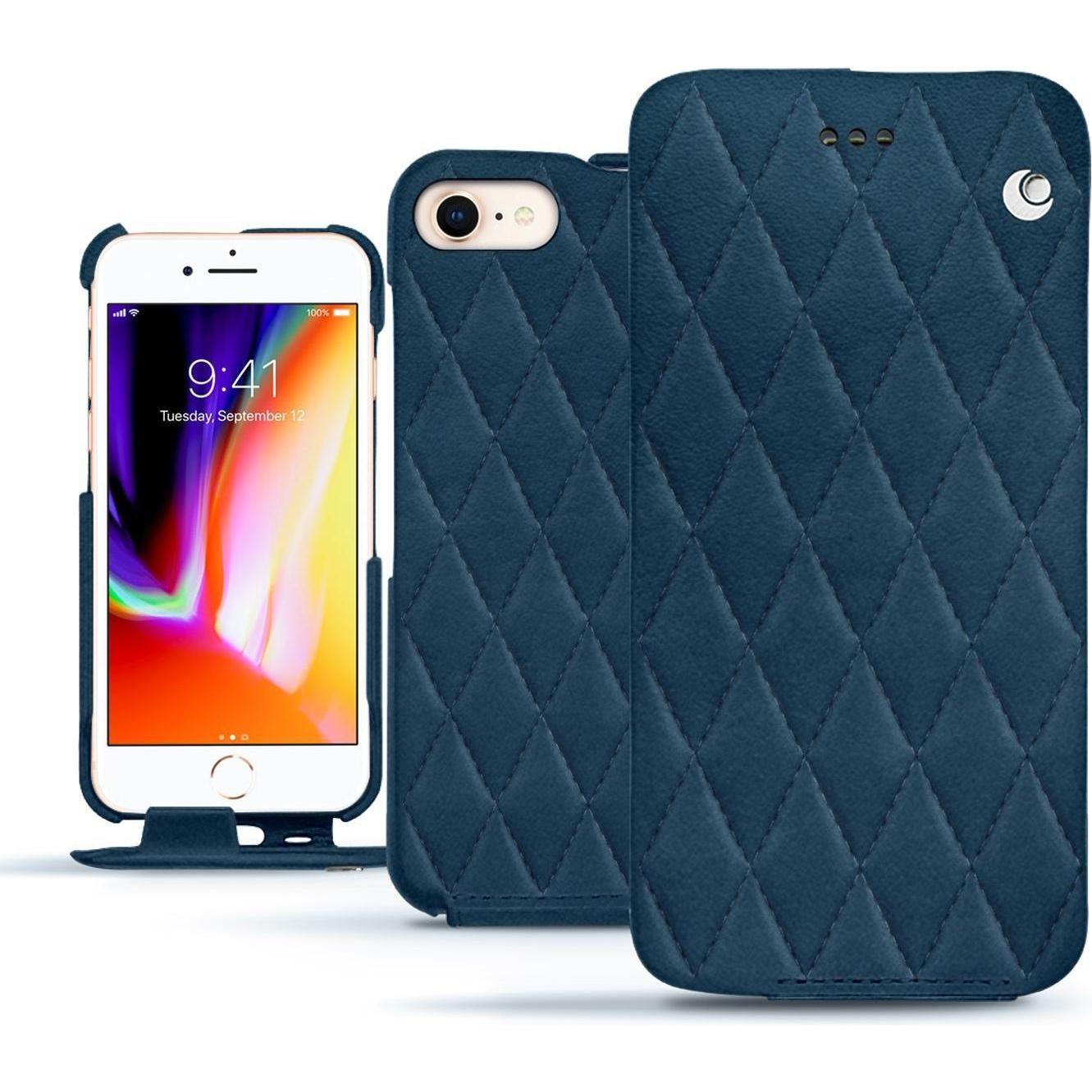 Thumbnail - Noreve Lederschutzhülle vertikal (Apple iPhone 8), Smartphone Hülle, Blau