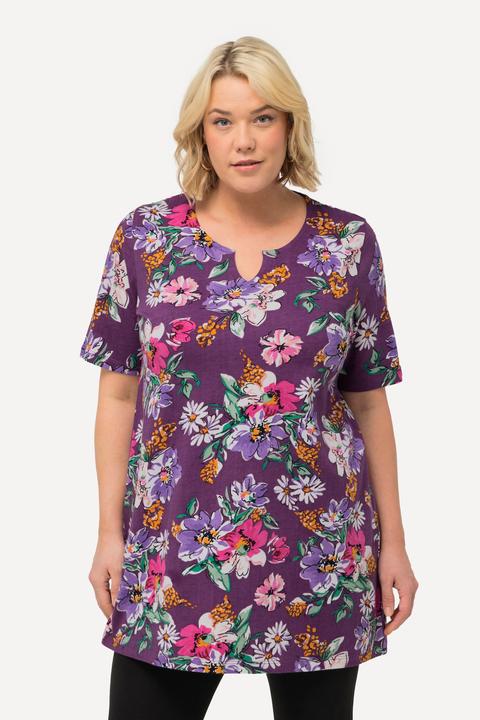 Produktbild Ulla Popken Longshirt, Blüten, A-Linie, Tunika-Ausschnitt, Halbarm (68)