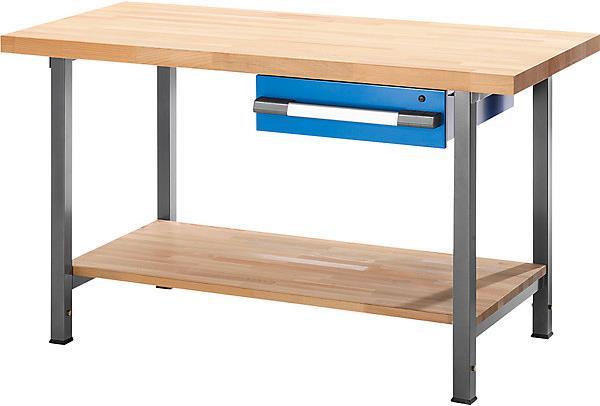 Actual product image eurokraft pro Workbench, height adjustable, with solid beech worktop (125 cm, 70 cm)