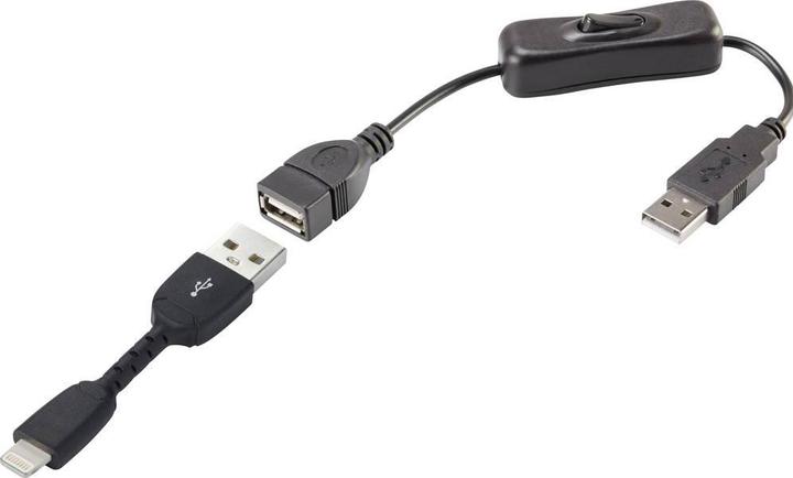 Actual product image Renkforce USB-Anschlusskabel A/Lightning mit Ein-/Aus-Schalter 0.3 m (0.30 m, USB 2.0, 2.50 W)