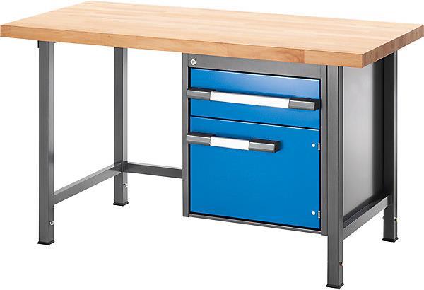 Produktbild eurokraft pro Werkbank, höhenverstellbar, mit Buchemassivplatte (75 cm, 70 cm)