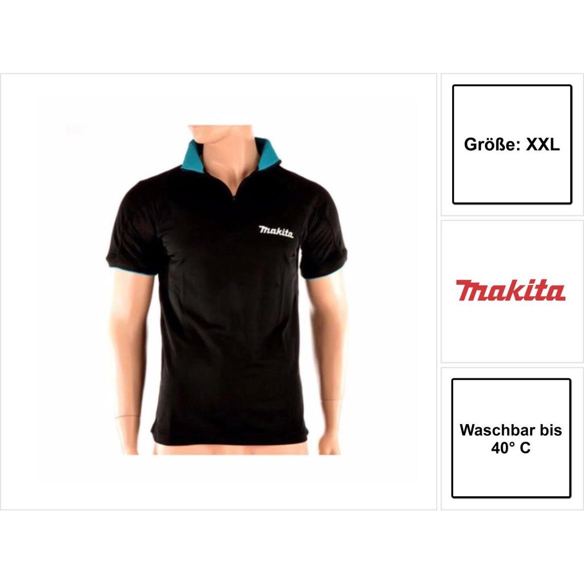 Thumbnail - Makita, Herren, Shirt, Polo Rugby Shirt T-Shirt Grösse XXL 100% Baumwolle ( 98P184-XXL ) Farbe schwarz, Schwarz, (XXL)