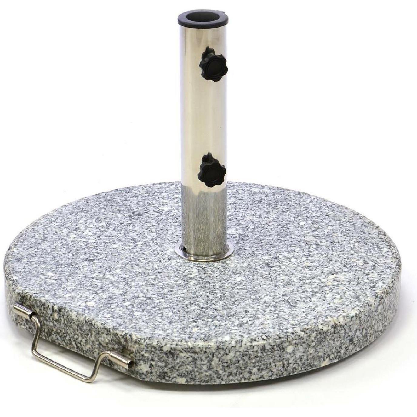 VCM, Sonnenschirmständer, Sonnenschirmständer rollbar 20kg Granit grau rund Ø 40cm Edelstahlhülse Naturstein