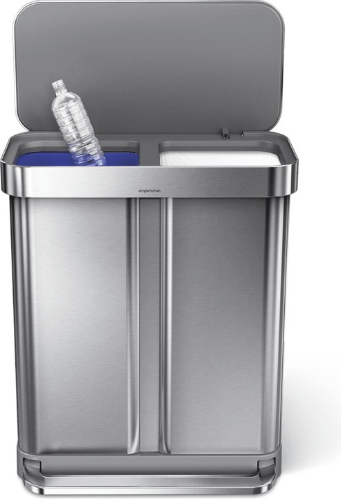 Produktbild Simplehuman Abfalleimer Doppelkammer 58 l, Silber gebürstet (58 l)