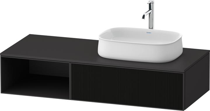 Duravit Zencha Konsolenwaschtischunterbau, 1300x550mm, 1 Auszug, 1 offenes Fach links, Ausschnitt re