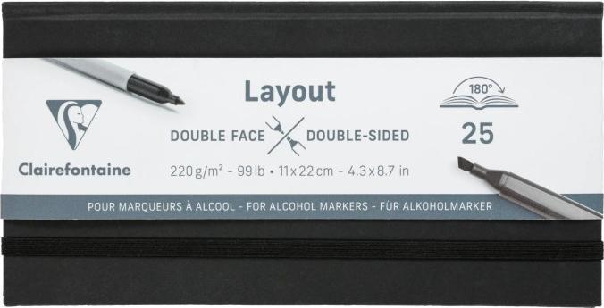 Produktbild Clairefontaine Doppelseitiges Layout-Skizzenbuch, 25 Blatt 11x22cm 220g - Schwarz (Kein Einband)