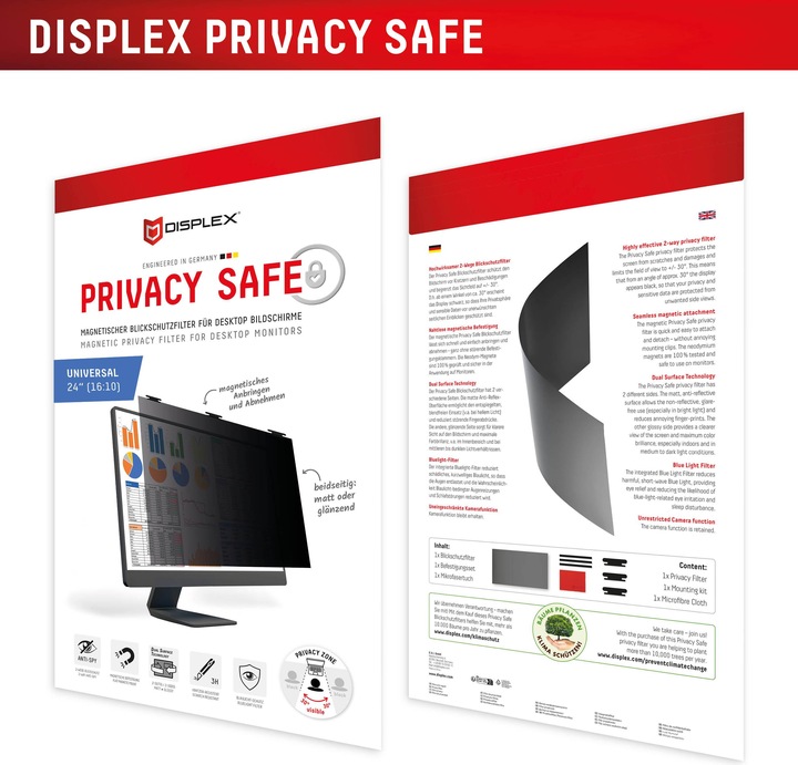 Produktbild Displex Privacy Safe, Desktop Monitor Blickschutzfilter (24", 16 : 10)